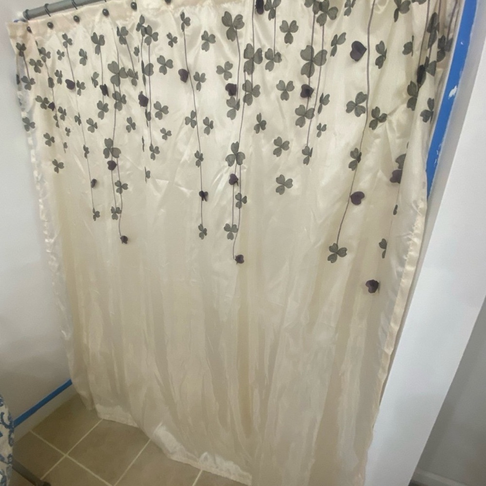 Elegant Cream Floral Curtain